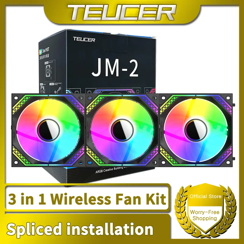 TEUCER JM-2 ARGB Cooling Fan Kit Mirror Cycle Light Effect PWM 800-2000RPM Water Cooling 360mm Cooler Fan Chassis Wireless Fan