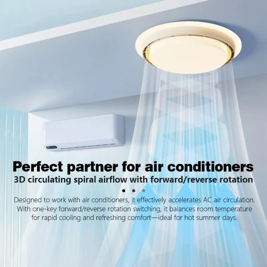 Modern Ceiling Fan with LED Light Bedroom Children's Room Invisible Bladeless Ceiling Fans Air Circulation Sealing Electric Fan