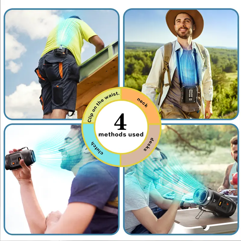Xiaomi Portable Waist Fan 2025 Upgrade Personal Clip-On Fan 5 Speeds Hands-Free Belt Fan With Flashlight For Outdoor Camping New