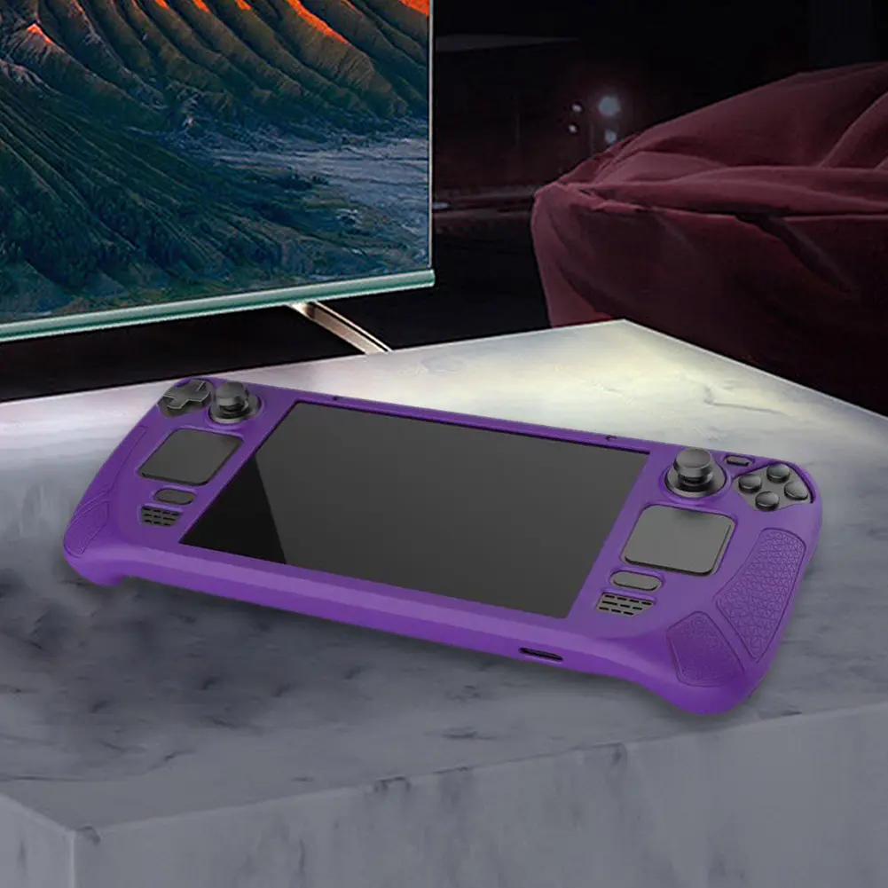 For Steam Deck Game Console Protective Case Soft Silicone Full Cover Anti Slip Shell with Bracket Anti-drop Shock Proof Frame