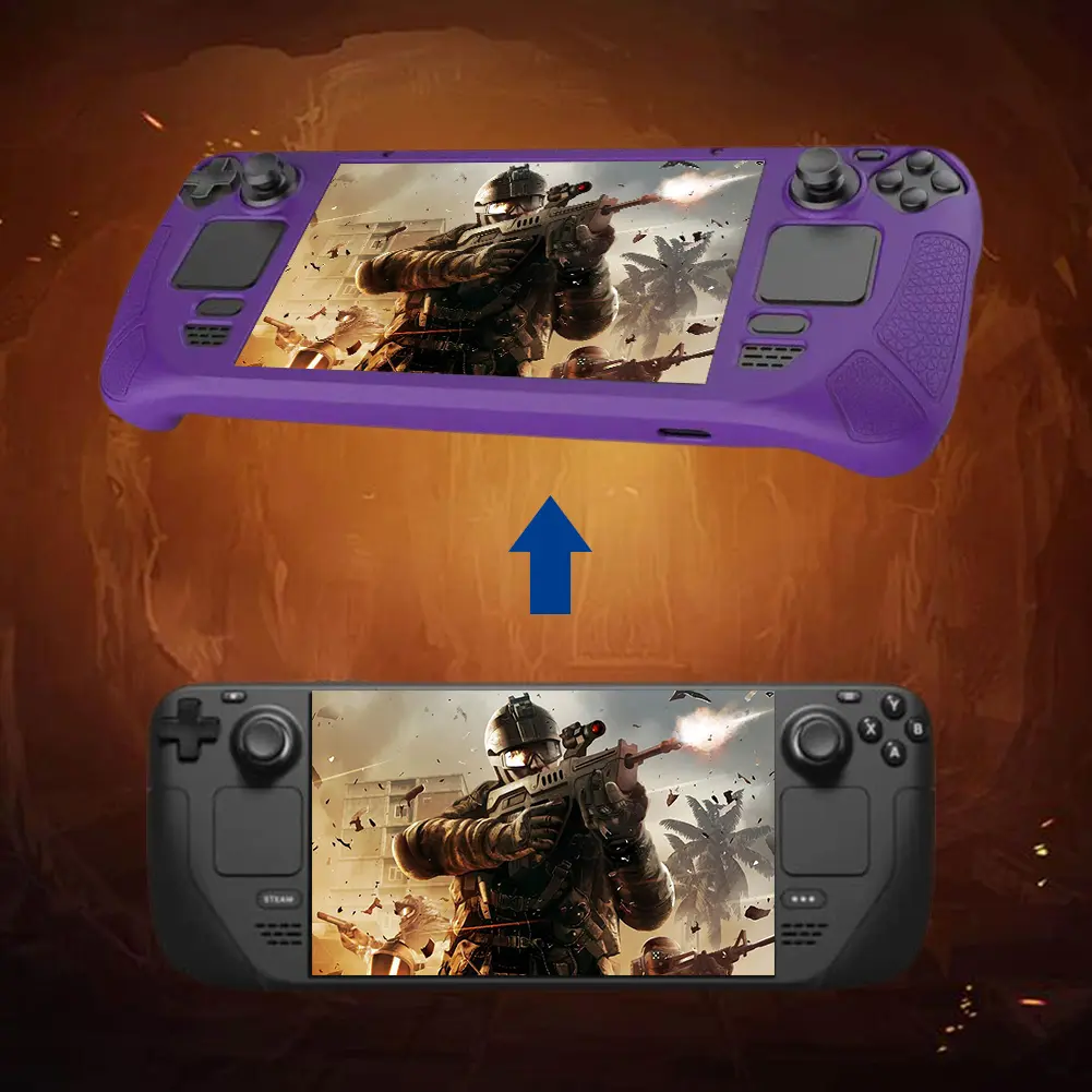 For Steam Deck Game Console Protective Case Soft Silicone Full Cover Anti Slip Shell with Bracket Anti-drop Shock Proof Frame