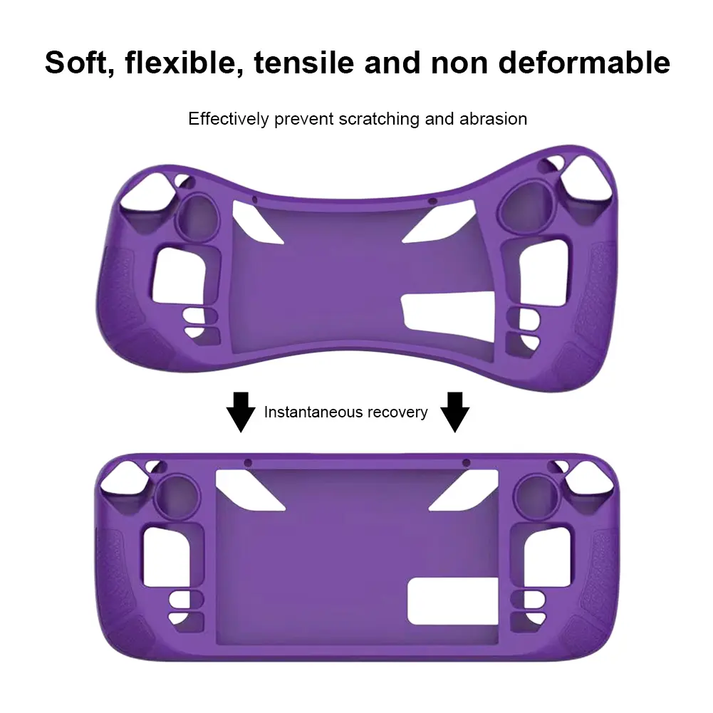 For Steam Deck Game Console Protective Case Soft Silicone Full Cover Anti Slip Shell with Bracket Anti-drop Shock Proof Frame