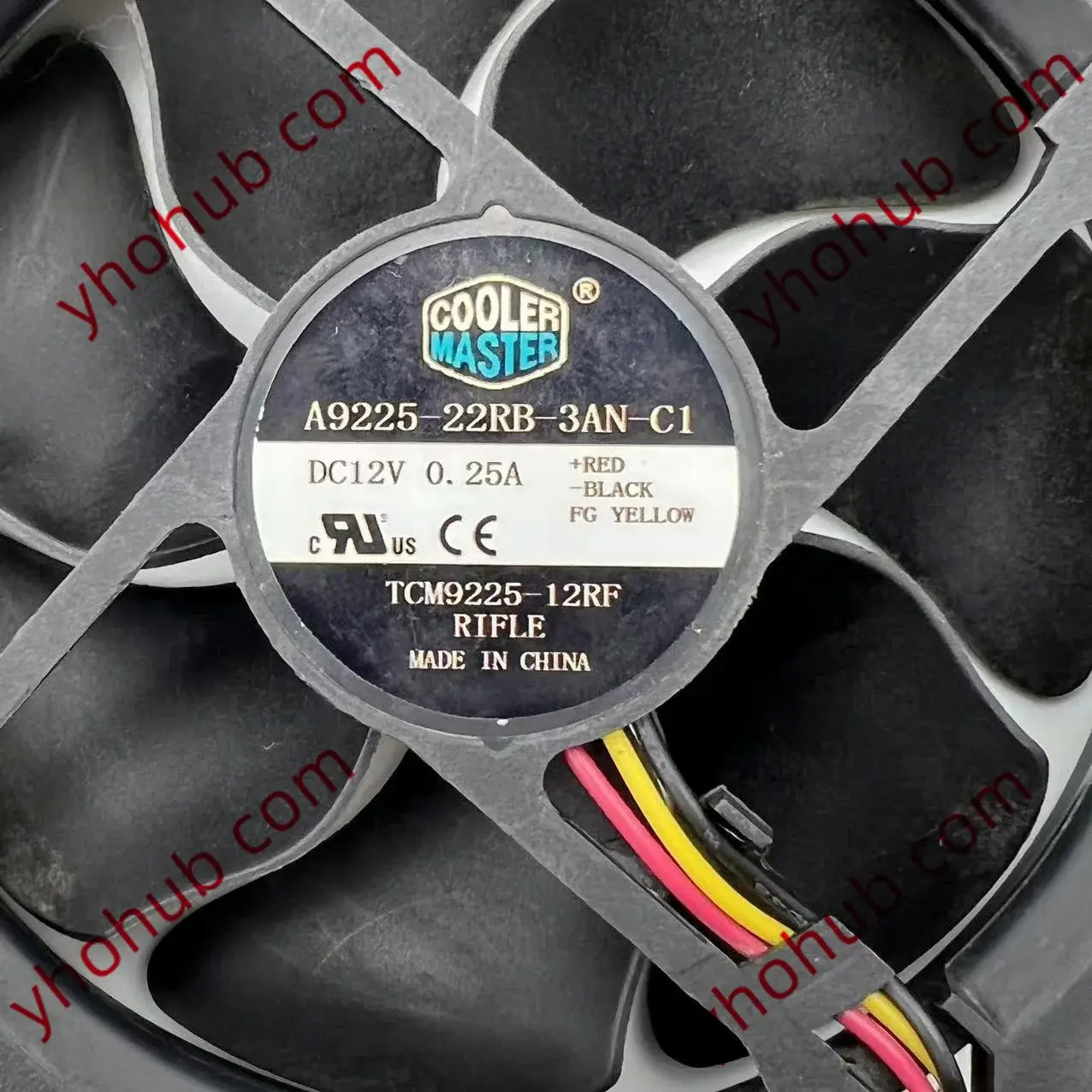 Cooling Master A9225-22RB-3AN-C1 DC 12V 0.25A 95X95X25mm 3-Wire Server Cooling Fan