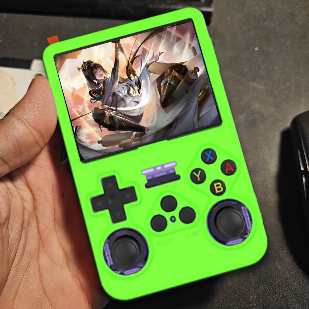 Silicone Case Shockproof Protective Cover Anti-Scratch Soft Skin Cover Case with Lanyard for ANBERNIC R36S Handheld Game Console