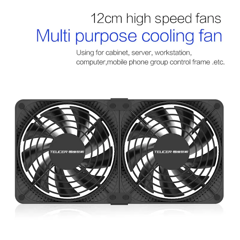 TEUCER 3000RPM 120MM Large Air Volume 220V Btc Mining Machine Workstation Cabinet Server Case Cooling System Fan with Adapter