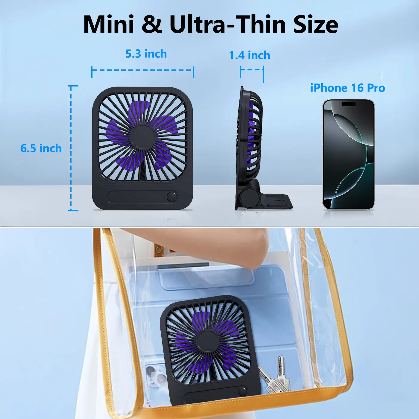 Eary Portable Magnetic Fan With 1200mAh Battery Usb Rechargeable 180 Adjustable 4 Speed Wind Personal Ultra-thin Air Cooling Fan