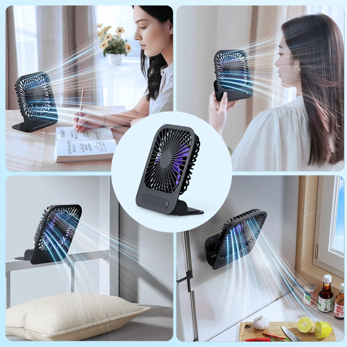 Eary Portable Magnetic Fan With 1200mAh Battery Usb Rechargeable 180 Adjustable 4 Speed Wind Personal Ultra-thin Air Cooling Fan