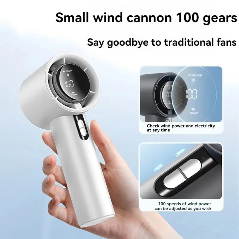Xiaomi 100 Speed Ultra Quiet Handheld Fan ​​USB Rechargeable Portable Mini Turbo Fan for Office and Travel with LED Indicator