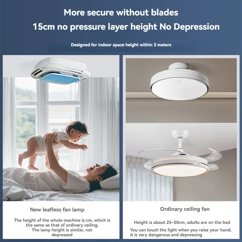 Artpad Leafless Ceiling Fan With Light Bladeless Fan Light Full Spectrum Eye Care Bedroom Ceiling Light Invisible Dining