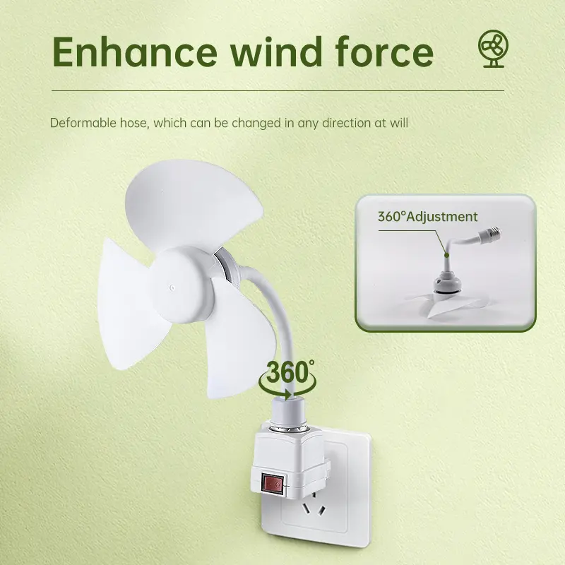 New Table Fan Mini Fan 10W E27 Ceiling FansCeiling Indoor Bedroom Kitchen Dormitory Living Room Study Chandelier Cooling Fan
