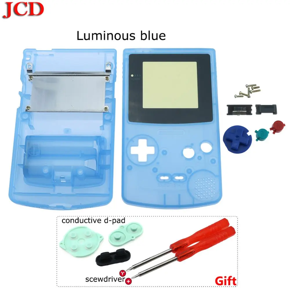 JCD New Luminous color For GBC Limited Edition Shell Replacement For Gameboy Color game console full housing for GBC scewdriver