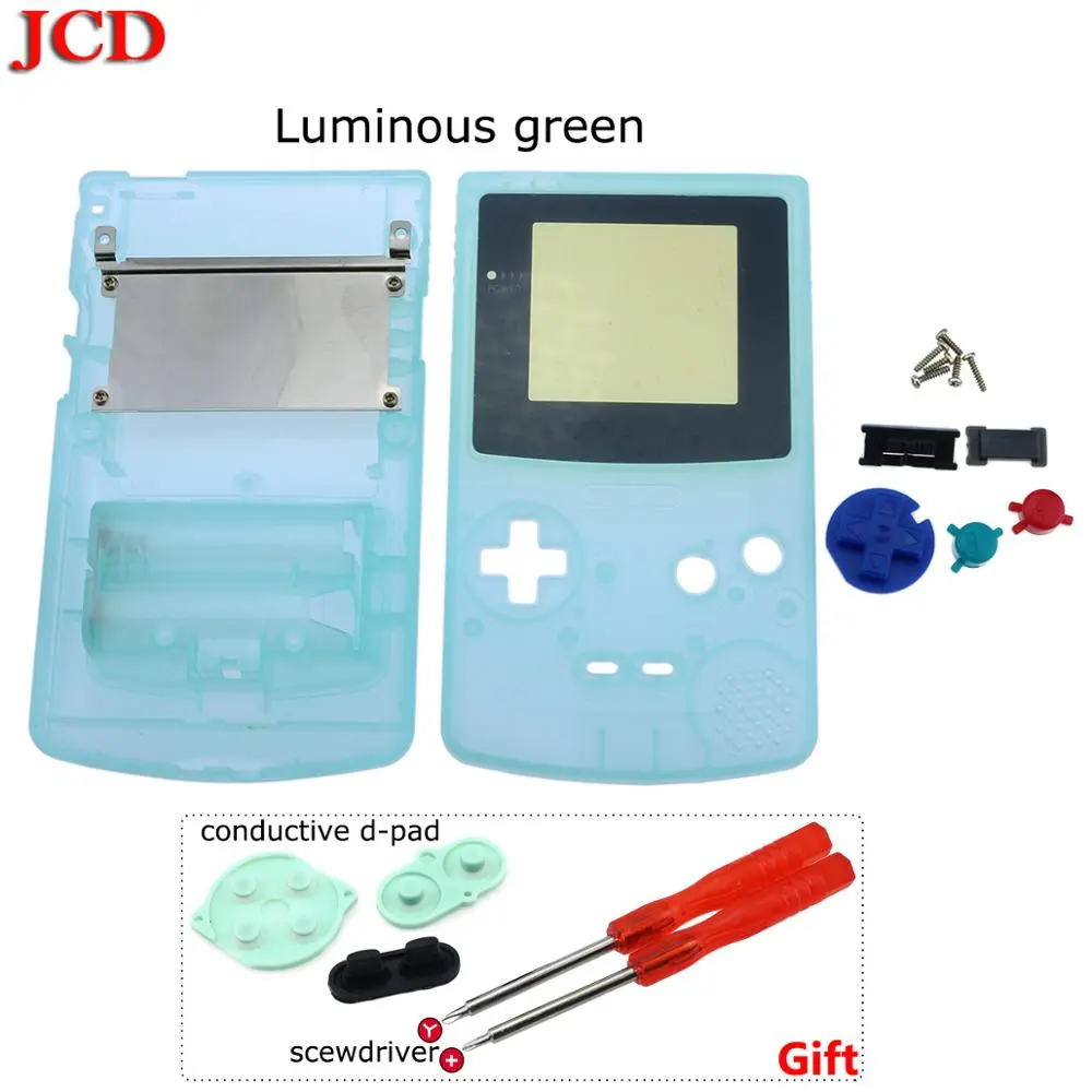 JCD New Luminous color For GBC Limited Edition Shell Replacement For Gameboy Color game console full housing for GBC scewdriver