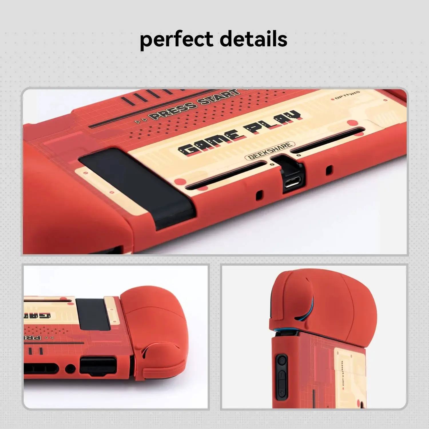 GeekShare Protective Case Compatible with Nintendo Switch Vintage Game Play Silicone Shell Split Joy-con Cover