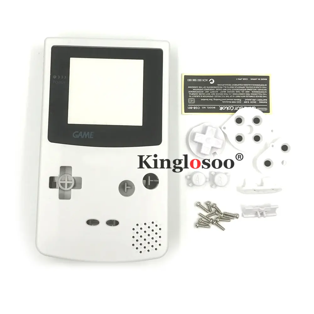 Full white housing shell case for Nintendo Game Boy Color GBC game console shells glass screen lens