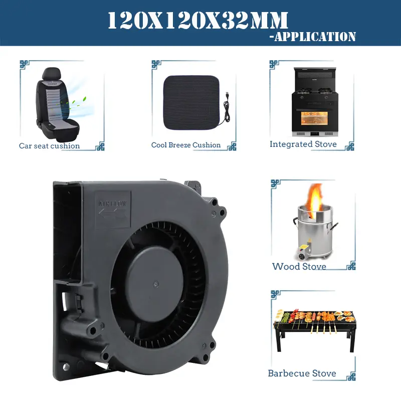 120mmx32mm BBQ Blower Fan AC 110V 220V Centrifugal Cooling Fan Variable Speed Controller Barbecue Fan for Camping Stove Cooking