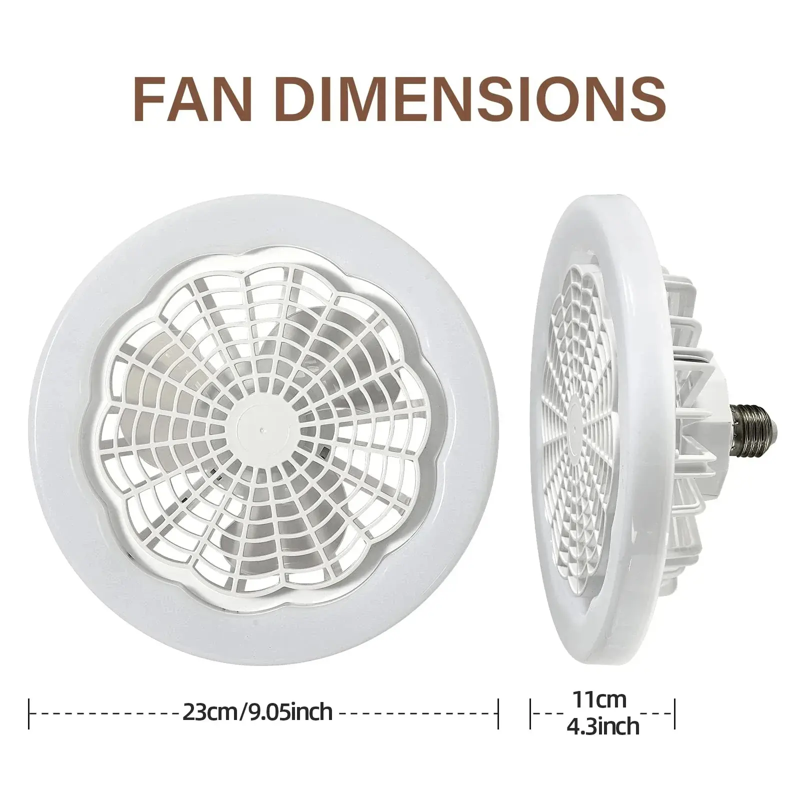 E27 Ceiling Fan with Remote Control and 3-speed AC85-265V Lighting Converter Base for Bedroom and Living Room Lighting