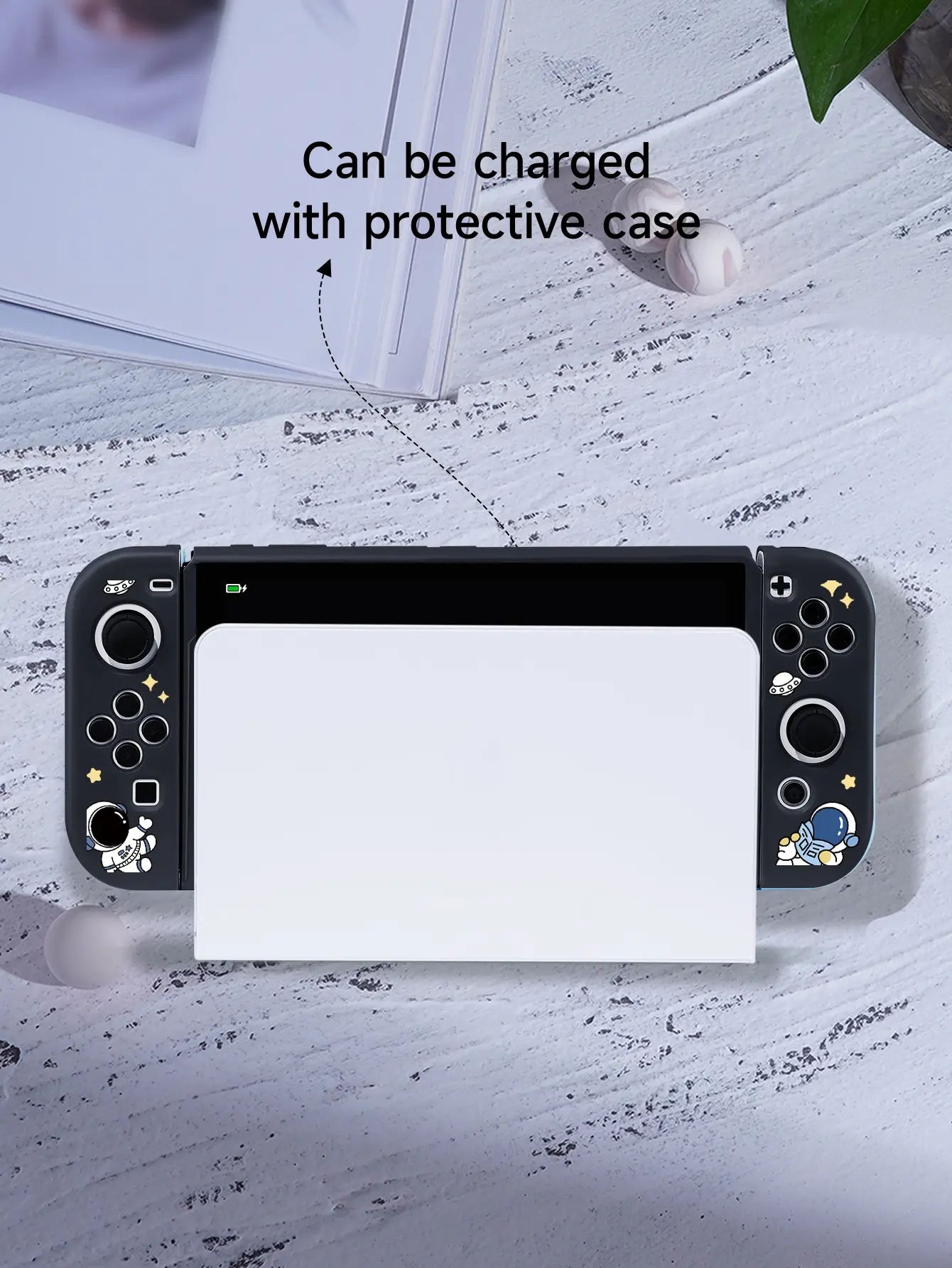 Astronaut Case for Nintendo Switch OLED, NS Game Accessories,Handheld Separable Shell for NS Joycon, Switch Cover