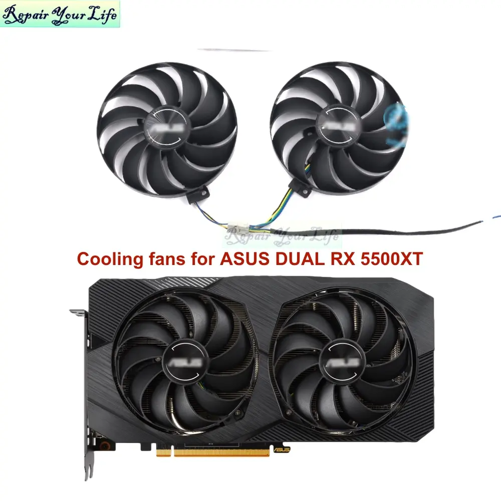 95MM Graphics Card Fan for ASUS DUAL RX5500XT RX5600 PC GPU Cooling Cooler T129215SU PLD10010S12HH FDC10U12S9-C DC12V 4Pin new