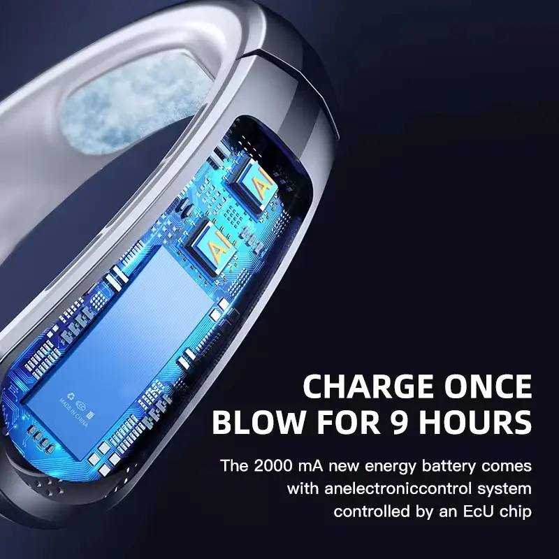 Xiaomi 8000mAh Hanging Neck Fan USB Portable Bladeless Mini Rechargeable Mute LED Digital Display Electric Fans Air Cooler Hot