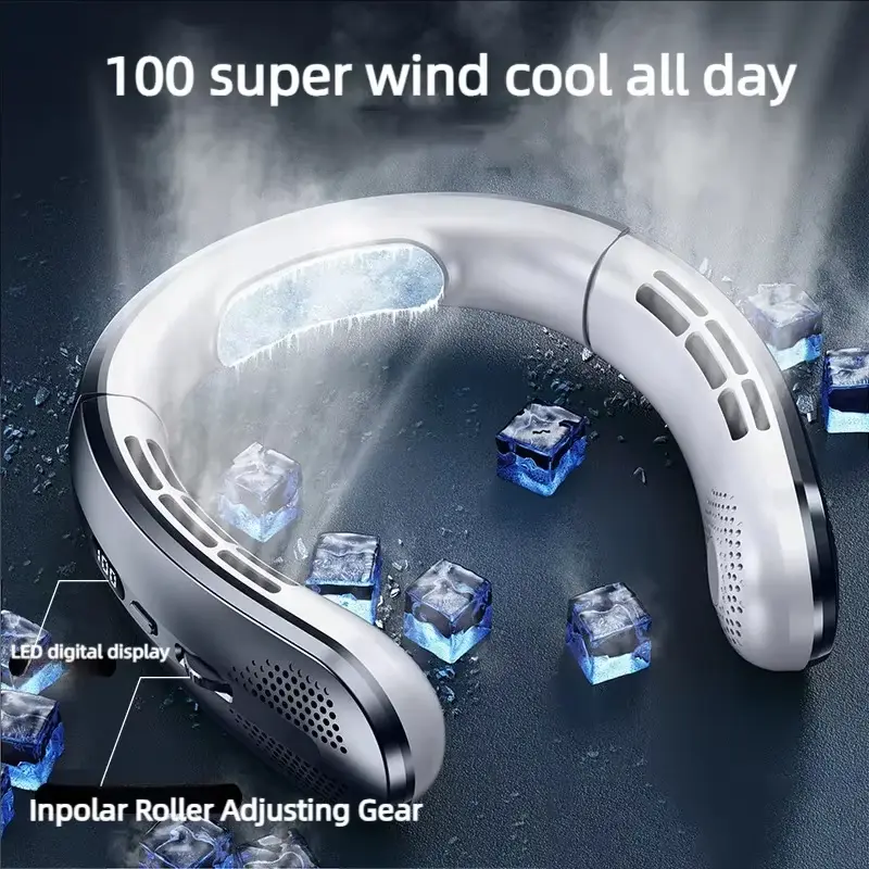 Xiaomi 8000mAh Hanging Neck Fan USB Portable Bladeless Mini Rechargeable Mute LED Digital Display Electric Fans Air Cooler Hot