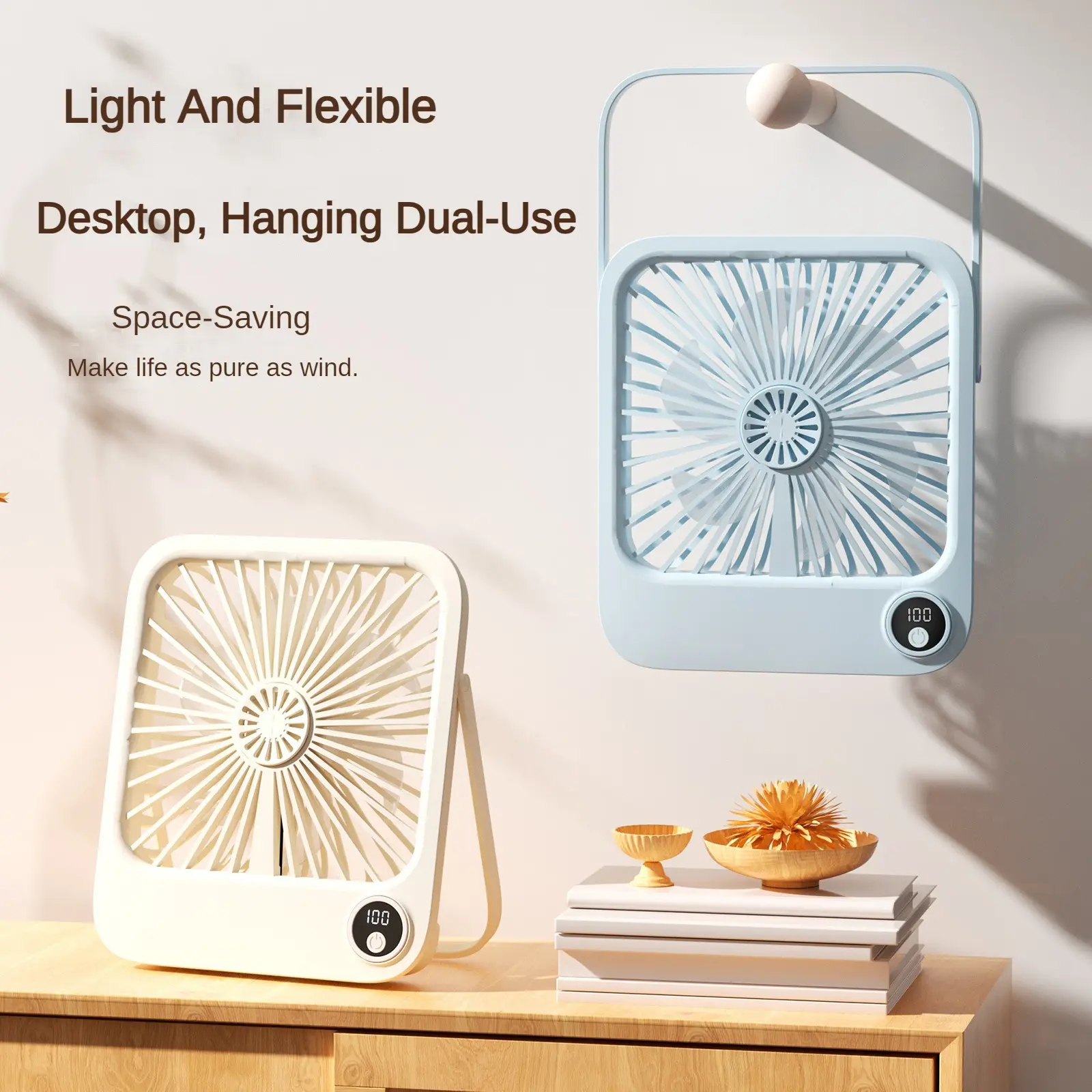 Desktop Small Fan Portable Outdoor Office USB Folding Fan Digital Display Ultra Slim Fan