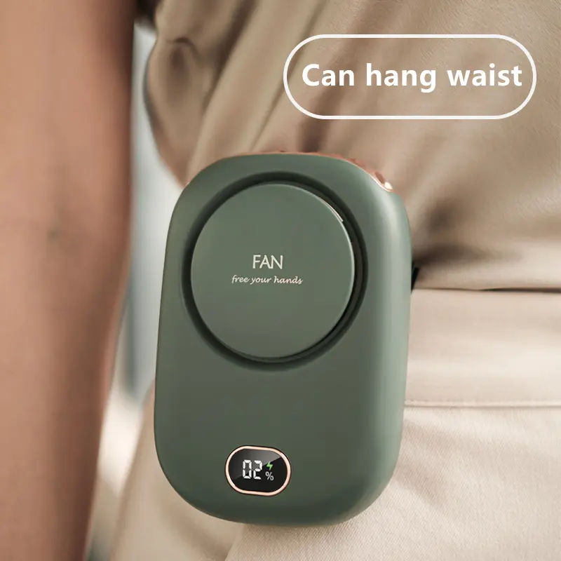 Wearable Personal 3 Speed USB Portable Fan DeskStand Touch Control Battery Powered Leafless Design For Indoor/Outdoor