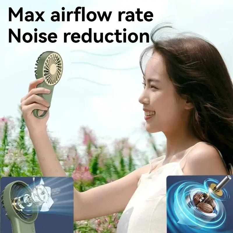 Xiaomi Mini Fan Foldable Handheld Desktop USB Rechargeable Cartoon Design With Hook For Mountaineering Outdoor Home Office New