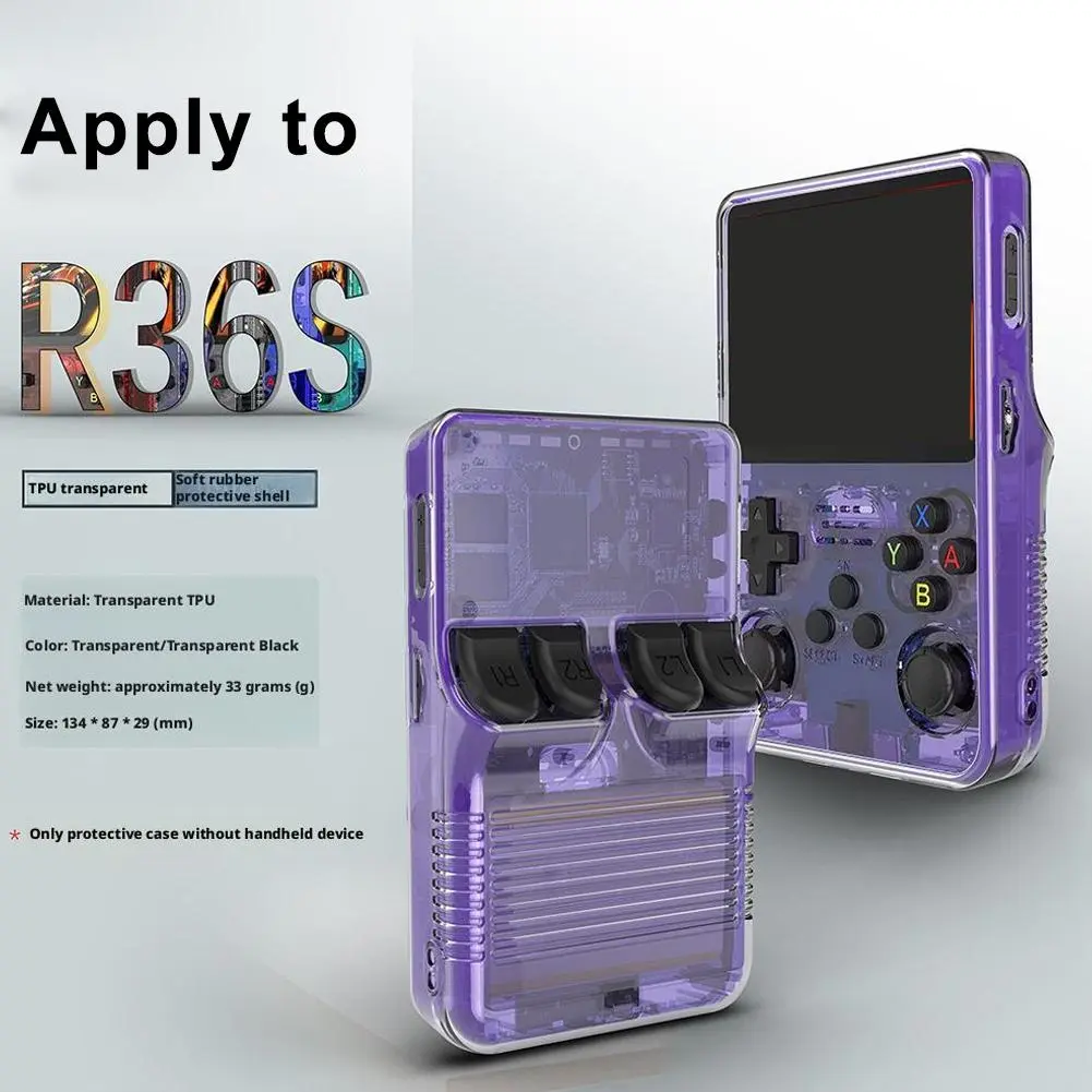 Transparent TPU Case For R36S Handheld Game Console Protective Cover Anti-Scratch Anti-fall Storage Box