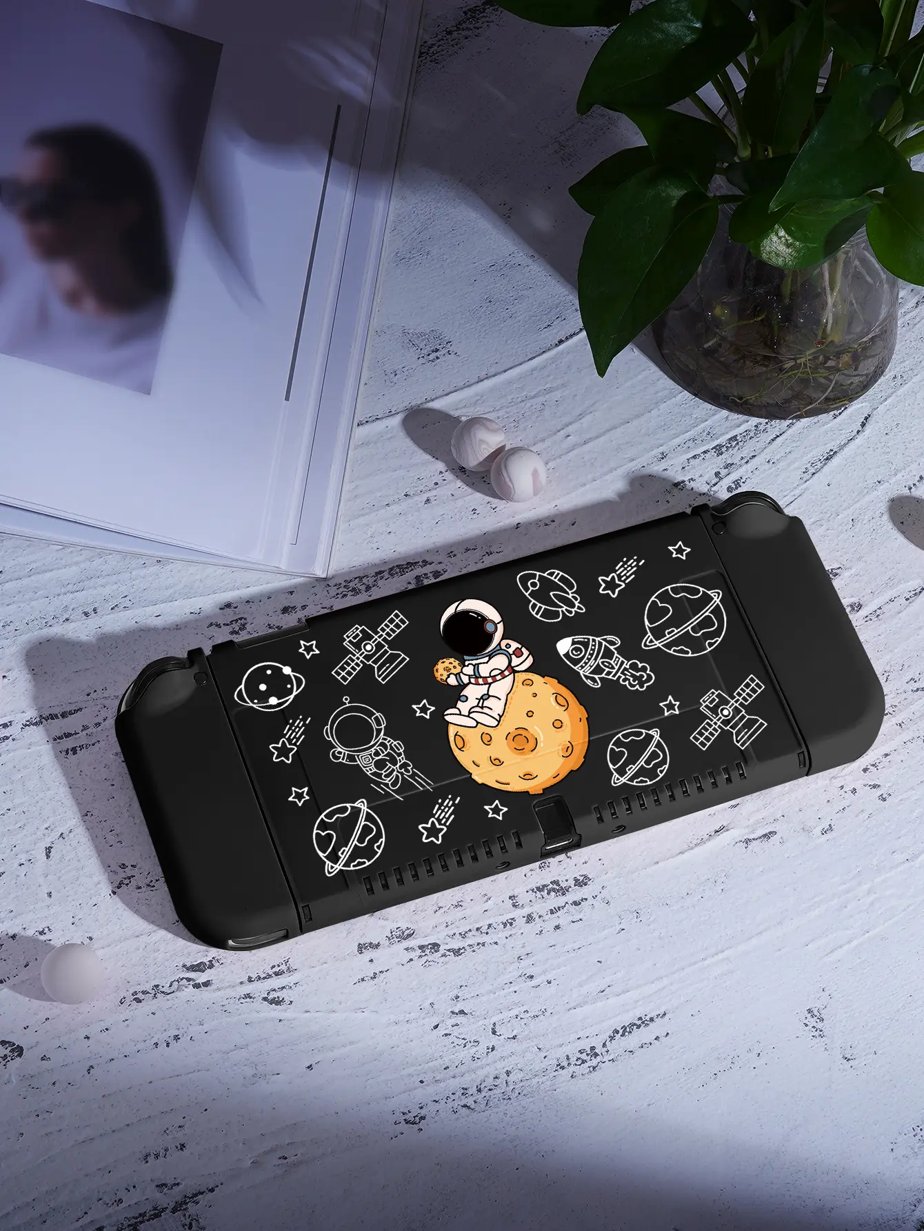 Astronaut Case for Nintendo Switch OLED, NS Game Accessories,Handheld Separable Shell for NS Joycon, Switch Cover