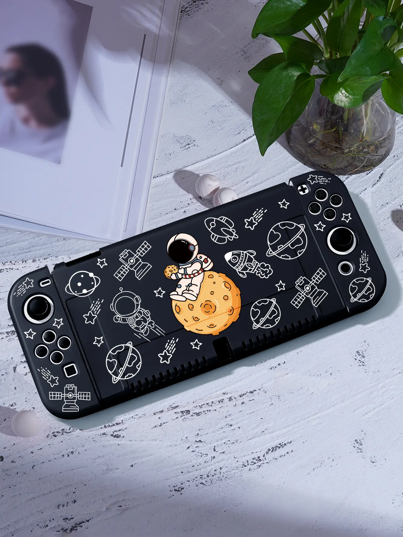 Astronaut Case for Nintendo Switch OLED, NS Game Accessories,Handheld Separable Shell for NS Joycon, Switch Cover