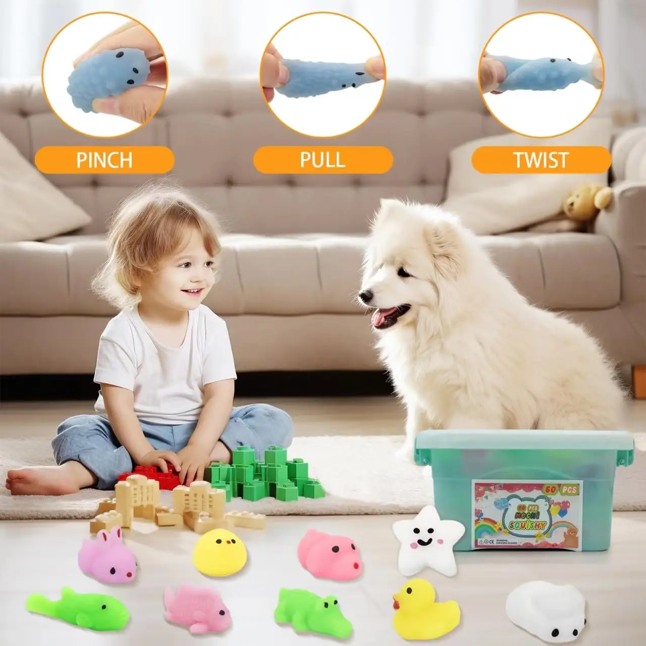 25/60/130 Pack Mochi Squishy Toys for Kids,Squishies Sensory Bulk Toys,Stress Relief Toys, Party Favors Mini Animals Toys Set