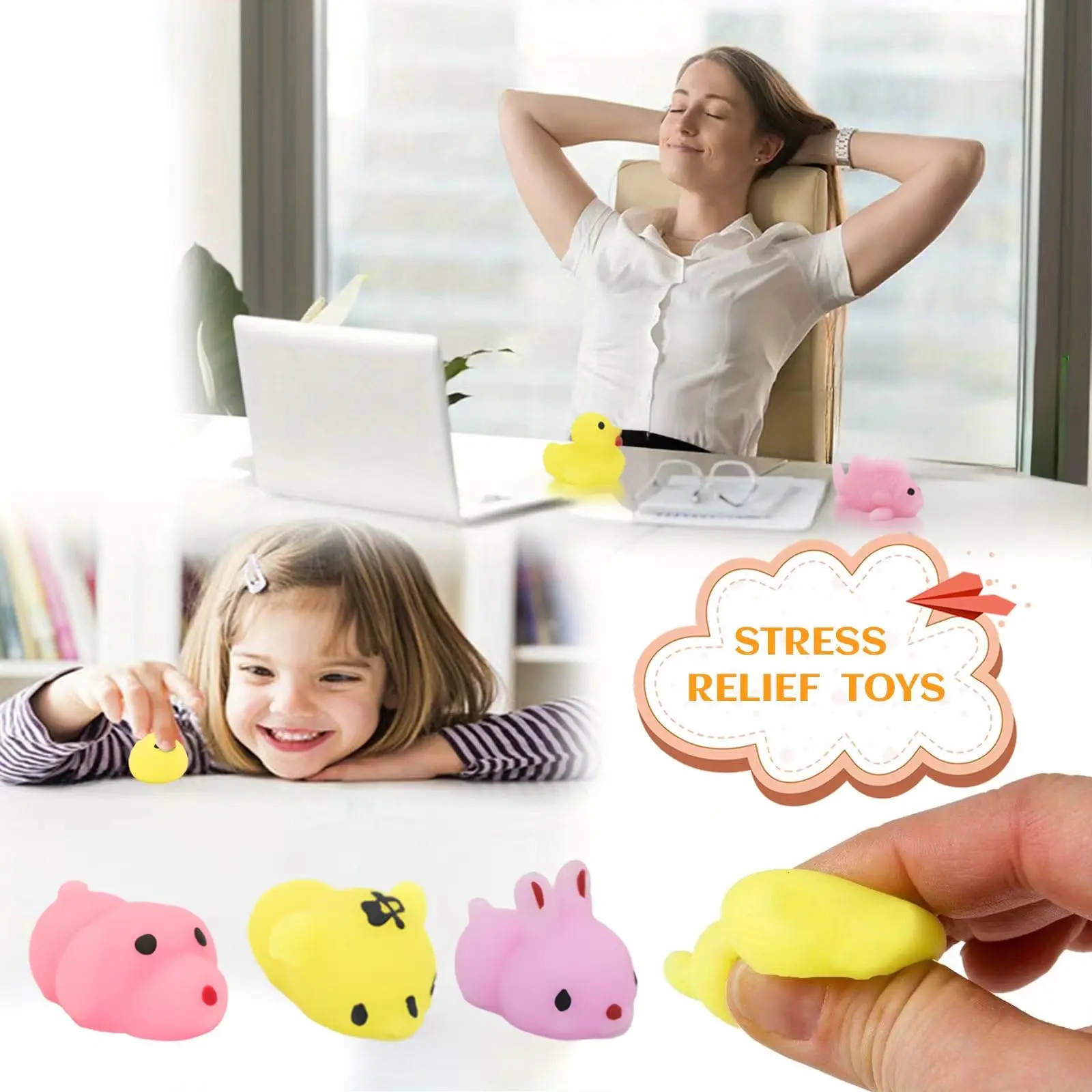 25/60/130 Pack Mochi Squishy Toys for Kids,Squishies Sensory Bulk Toys,Stress Relief Toys, Party Favors Mini Animals Toys Set