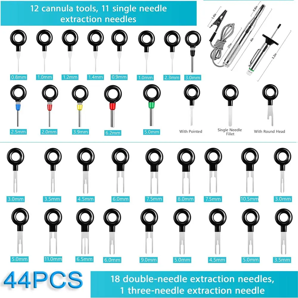 44/82/139PCS Car Terminal Removal Kit Connector Pin Removal Tool Pin Extractor Tool Wire Terminal Release Tool Waterproof Bag