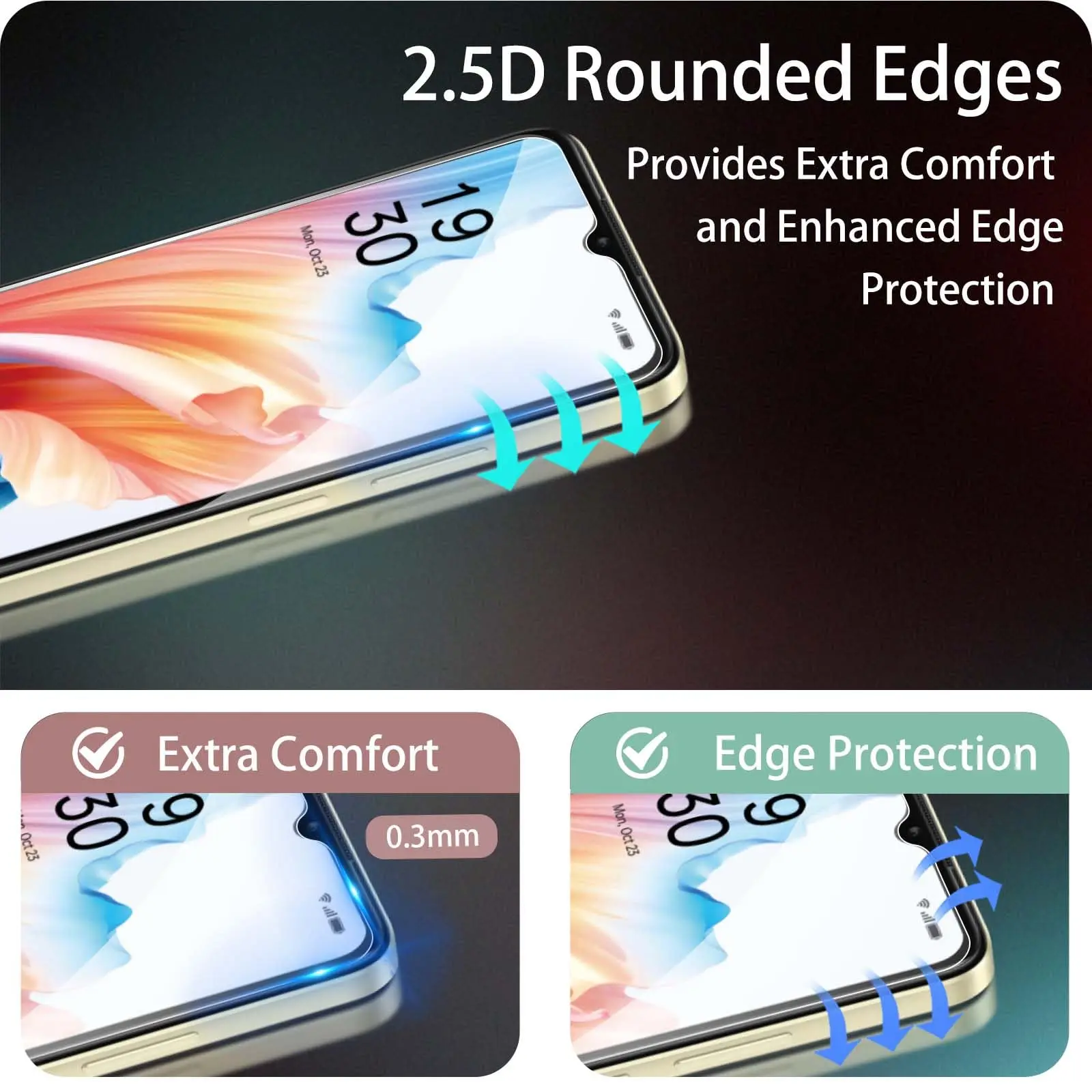 For OPPO A18 Screen Protector 4G Tempered Glass HD Crystal Clear 9H High Aluminum Transparent  Case Friendly