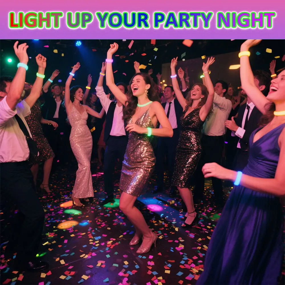 8-64Pcs Led Luminous Bracelet Light Up Bracelet Wristband for Kids Flashing Sports Wrist Strap Glow InThe Dark Party Supplies