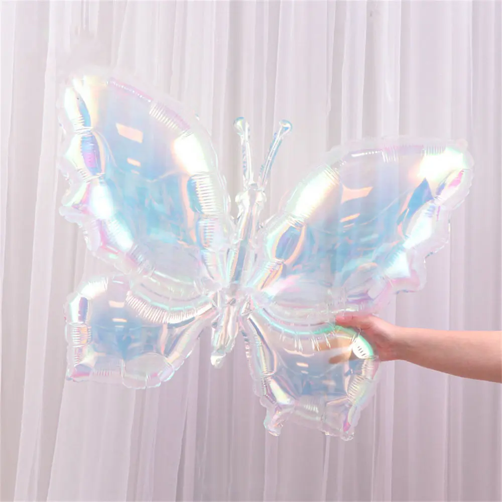 4pcs Iridescent Balloon Heart-Shaped Pentagram Butterfly Laser Transparent Balloon Birthday Wedding Party Decor Supplies
