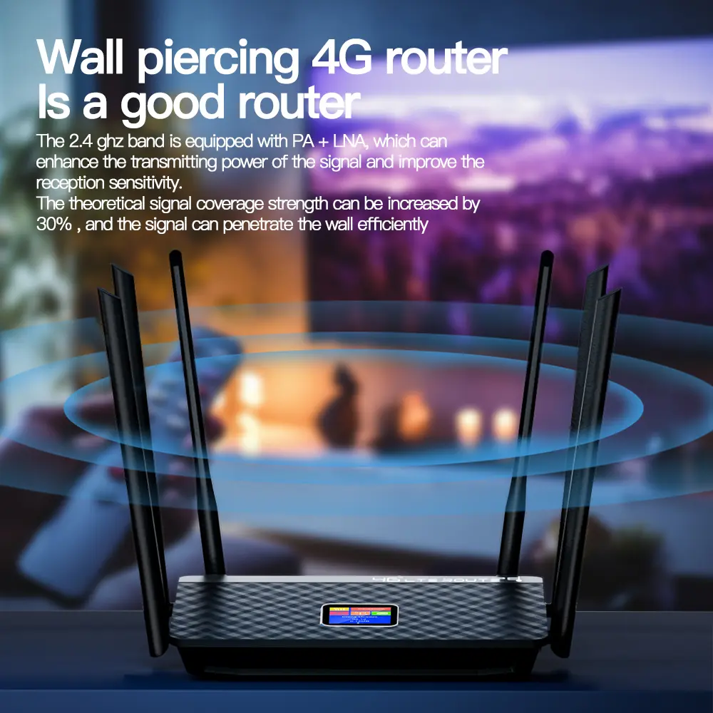 KuWFi 6-Antenna 4G LTE Router｜300Mbps High-Speed + WAN/LAN Ports｜CPE for Home/Office｜Stable Signal Rivals Huawei