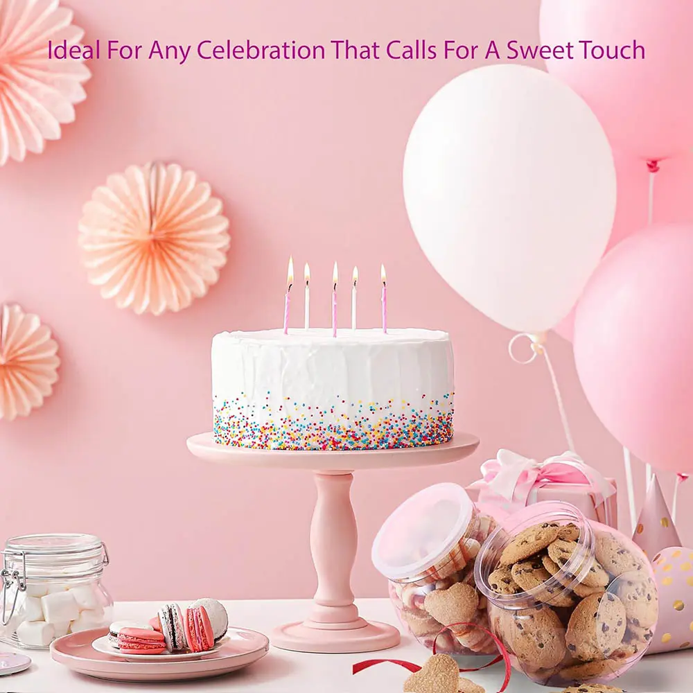 48oz Round Plastic Candy Jars with Lids for Candy Buffet,Kitchen & Office Desk,Plastic Jars with Lids for Candy,Cookies & Snacks
