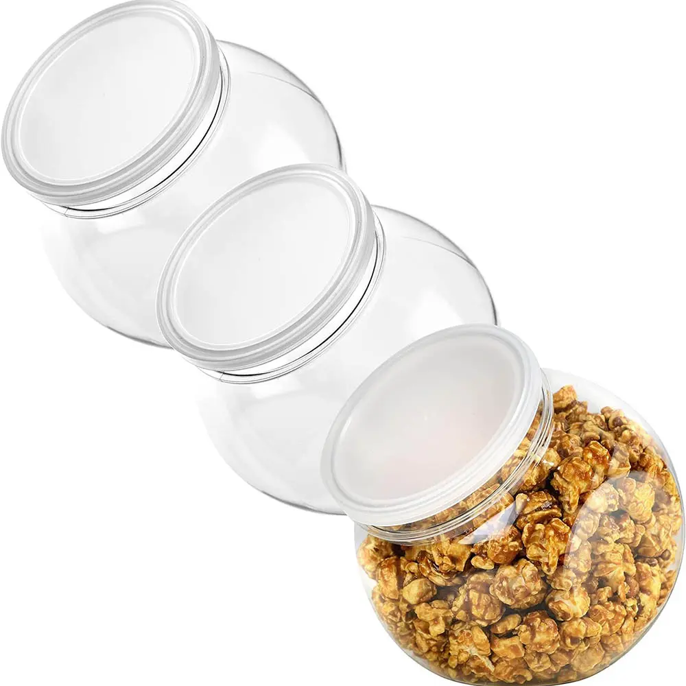 48oz Round Plastic Candy Jars with Lids for Candy Buffet,Kitchen & Office Desk,Plastic Jars with Lids for Candy,Cookies & Snacks