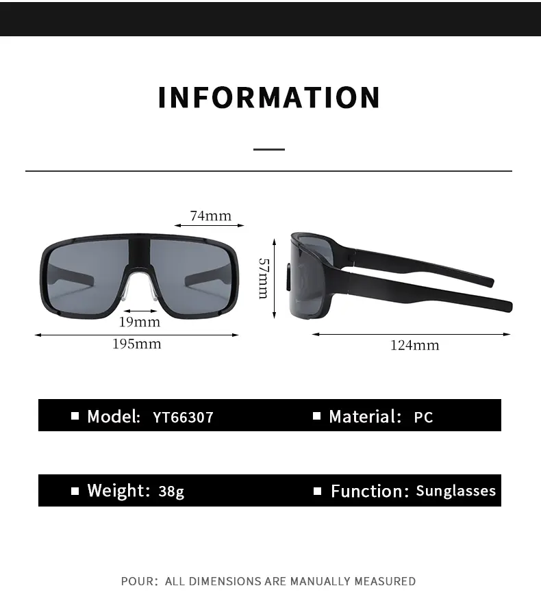 New Large Frame Sunglasses, Riding Windproof Glasses, Mountaineering Running Colorful Trendy Eye Protection Sunglasses 66307