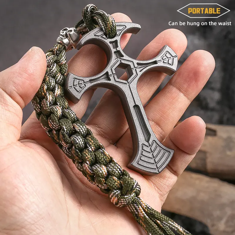 Tactical defense cross pendant, self-defense cool equipment, outdoor camping self-defense tool, exquisite small gift