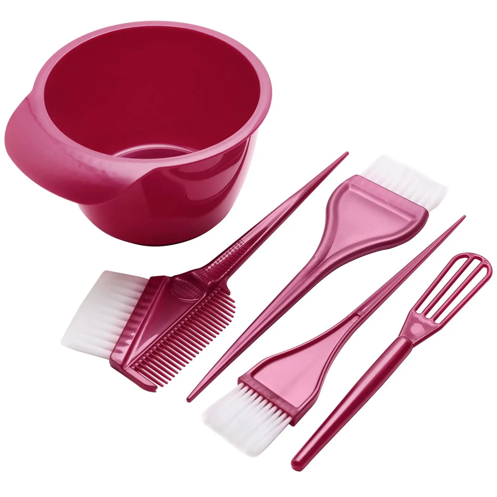 Premium Salon Hair Dye Kit 5PCS Hair Coloring Brush and Bowl Set DIY Hair Dyeing Bleach Barber Hair Color Applicator Tools