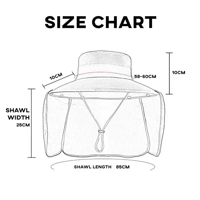 Adjustable Outdoor Cap With Neck Guard Sunscreen UV Protection Breathable Foldable Men Women Fishing Camping Hiking Casual Hats