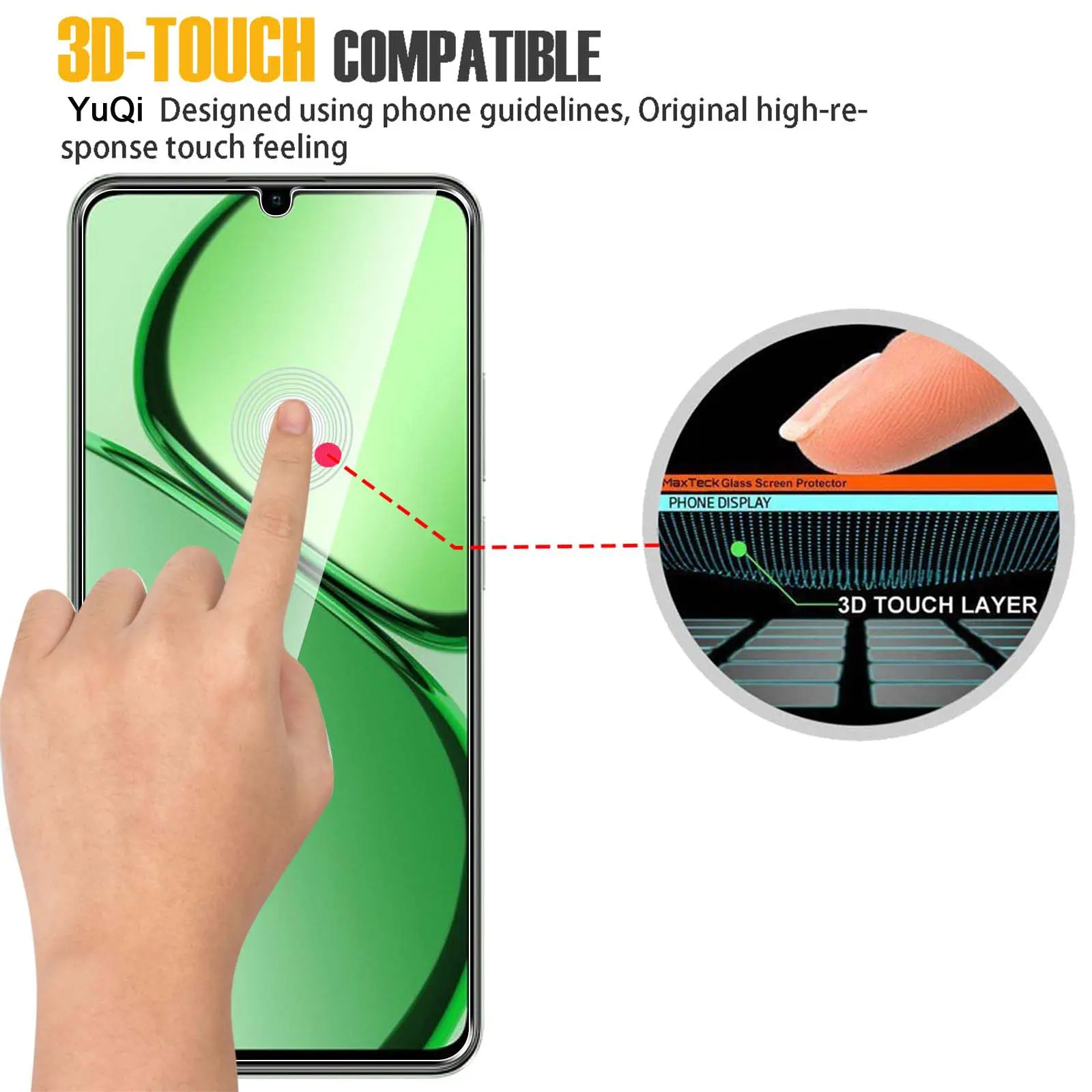 Screen Protector For Realme C63 OPPO, Tempered Glass HD Crystal  9H Anti Scratch Case Friendly High Aluminum