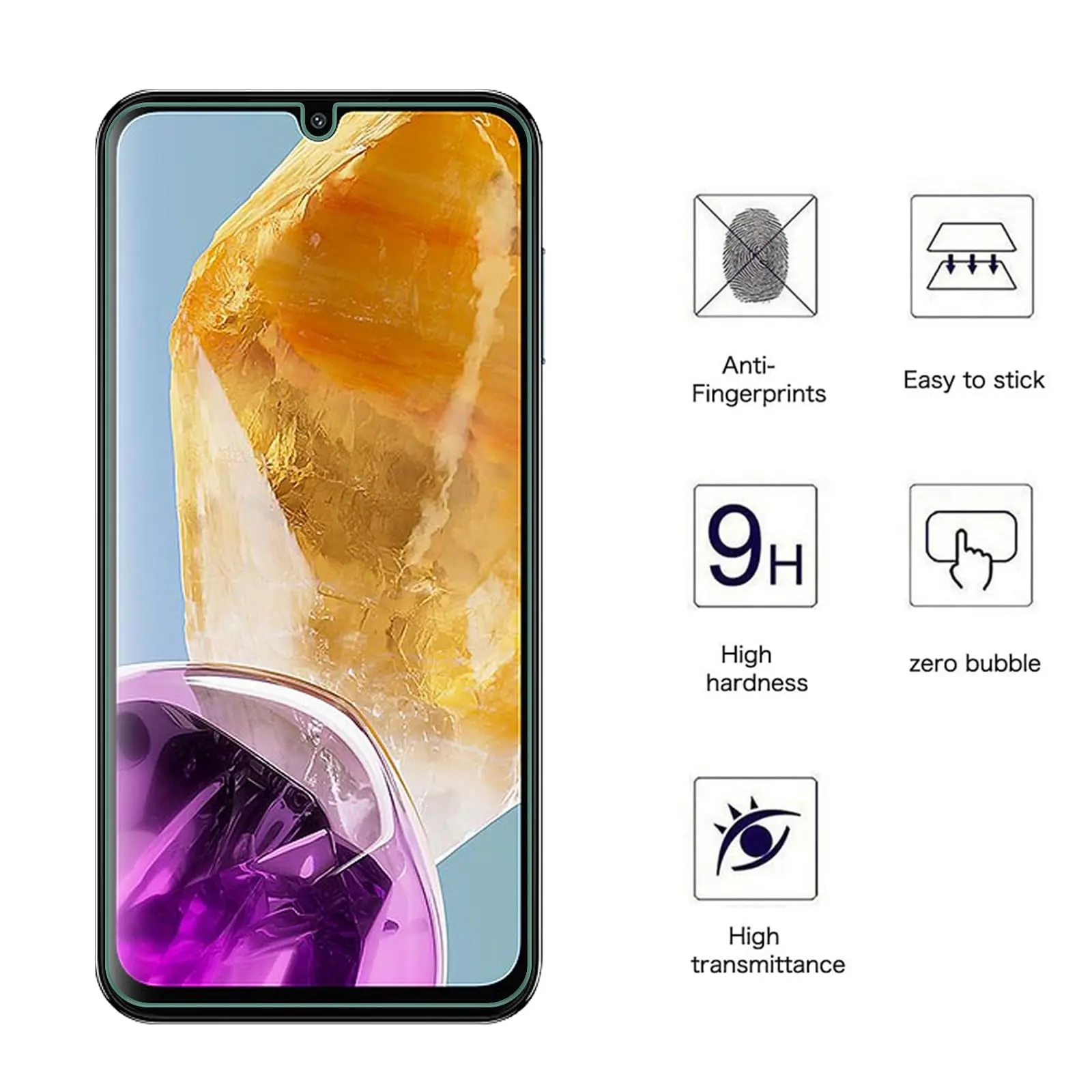 Screen Protector For Samsung Galaxy M15 Tempered Glass HD Crystal High Aluminum 9H  Case Friendly