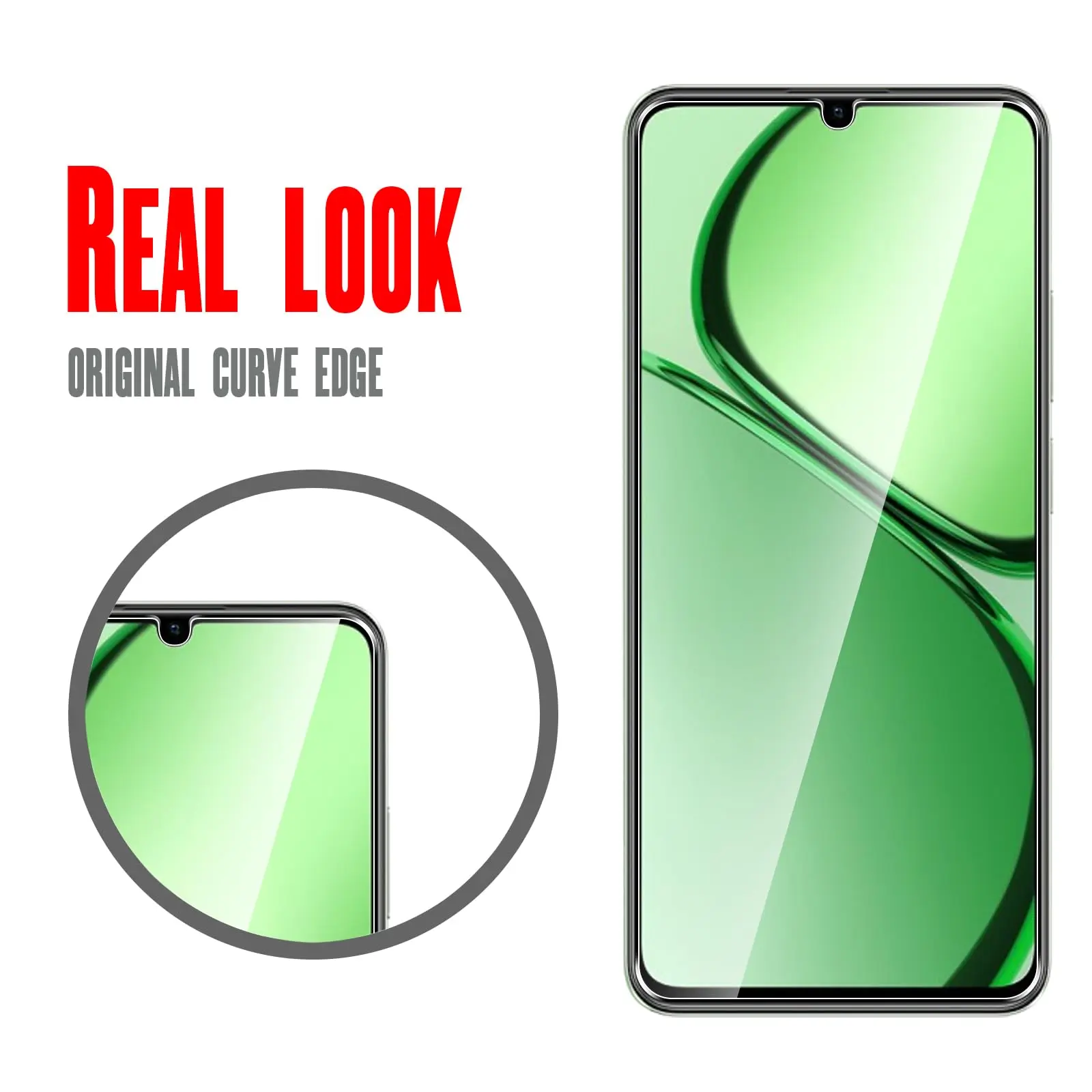 Screen Protector For Realme C63 OPPO, Tempered Glass HD Crystal  9H Anti Scratch Case Friendly High Aluminum