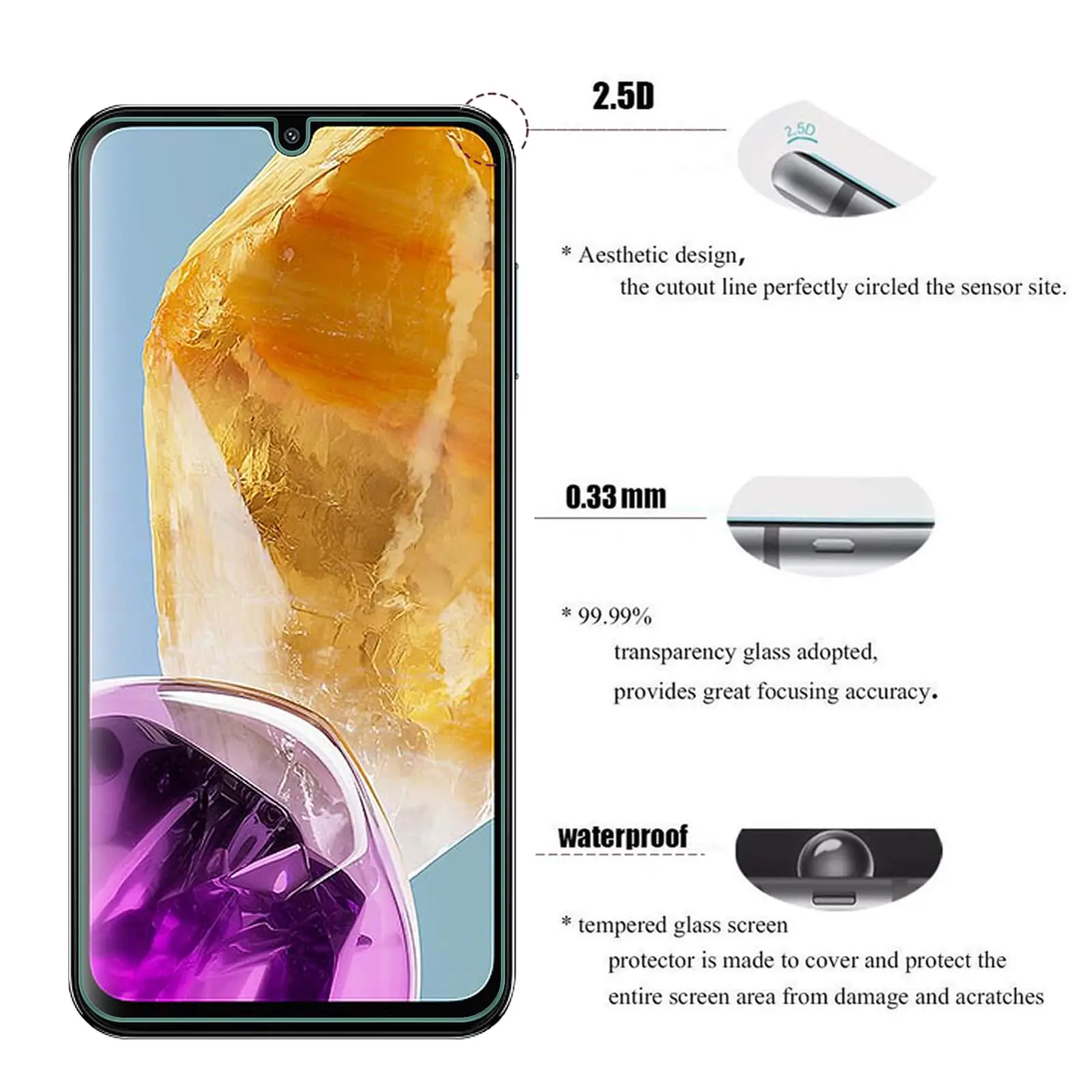 Screen Protector For Samsung Galaxy M15 Tempered Glass HD Crystal High Aluminum 9H  Case Friendly