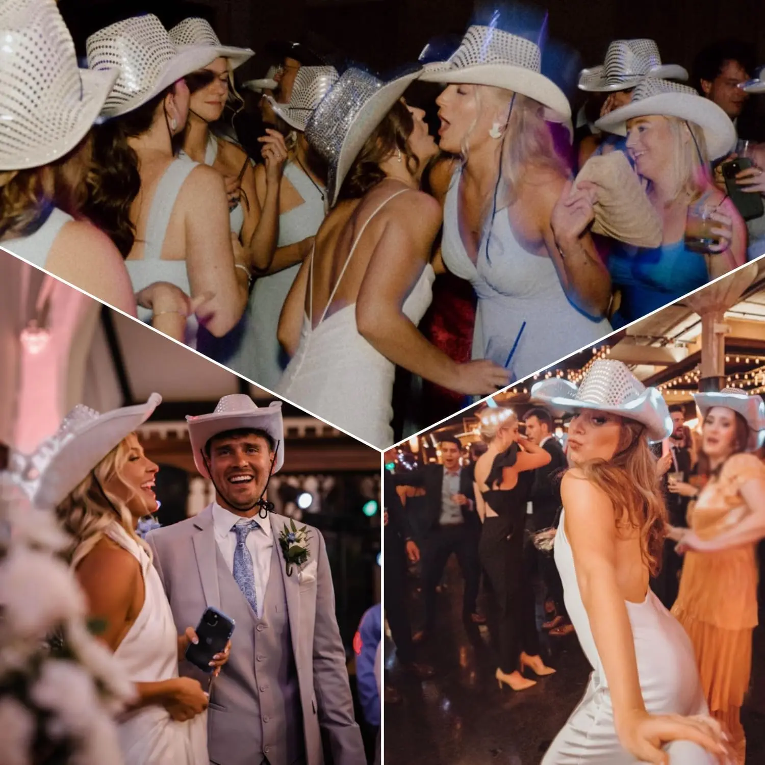 6-50Pcs Light up Cowboy Hats LED Cowgirl Hats for Wedding Dance Ball Western Cowboy Hat Bachelorette Cowgirl Hat Party Favors