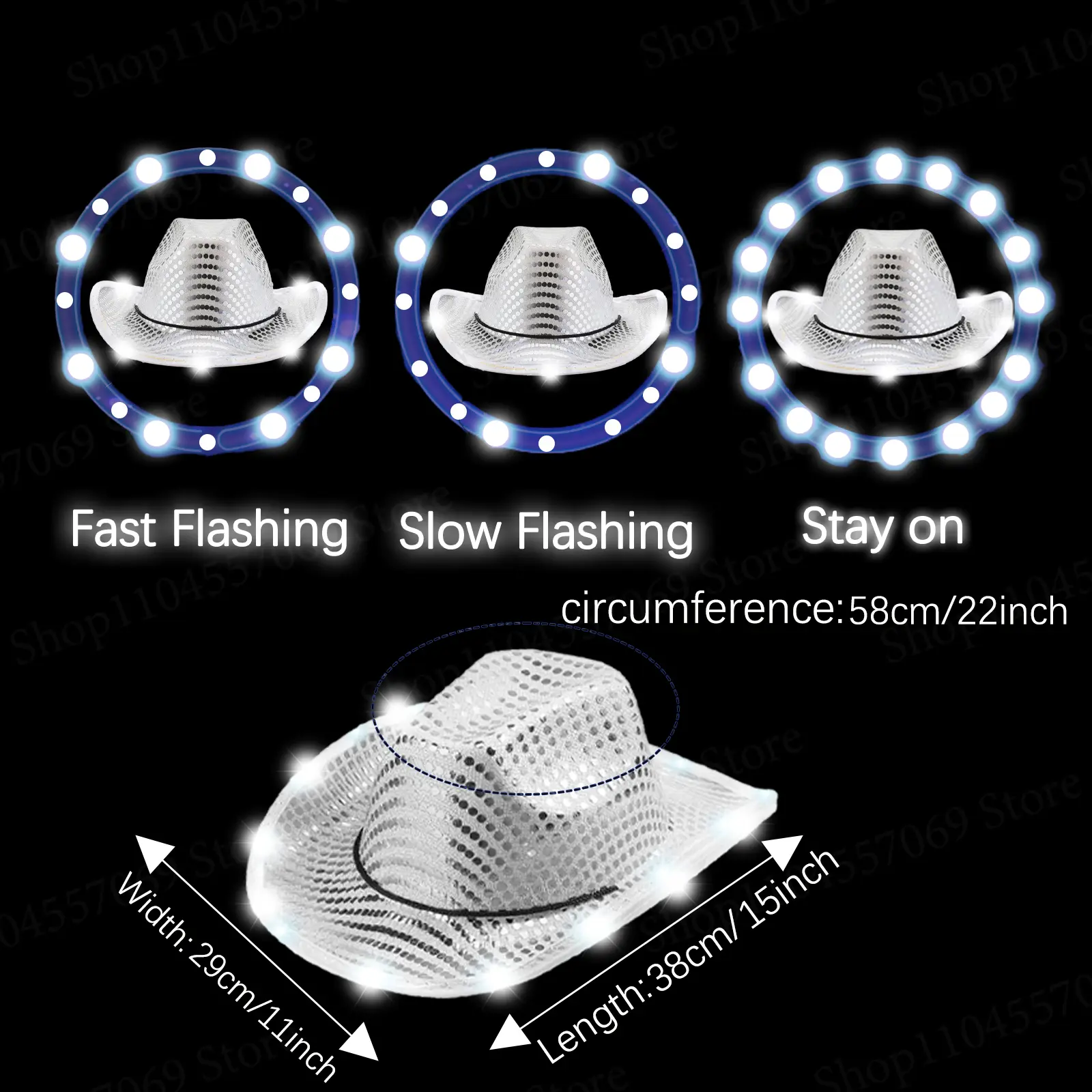 6-50Pcs Light up Cowboy Hats LED Cowgirl Hats for Wedding Dance Ball Western Cowboy Hat Bachelorette Cowgirl Hat Party Favors