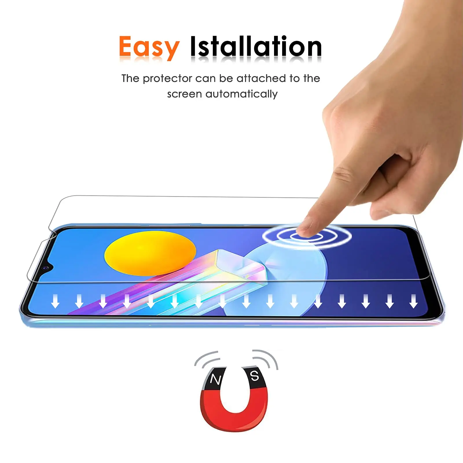 Screen Protector For VIVO Y72 5G, Tempered Glass HD 9H Transparent Clear Anti Scratch Case Friendly High Aluminum